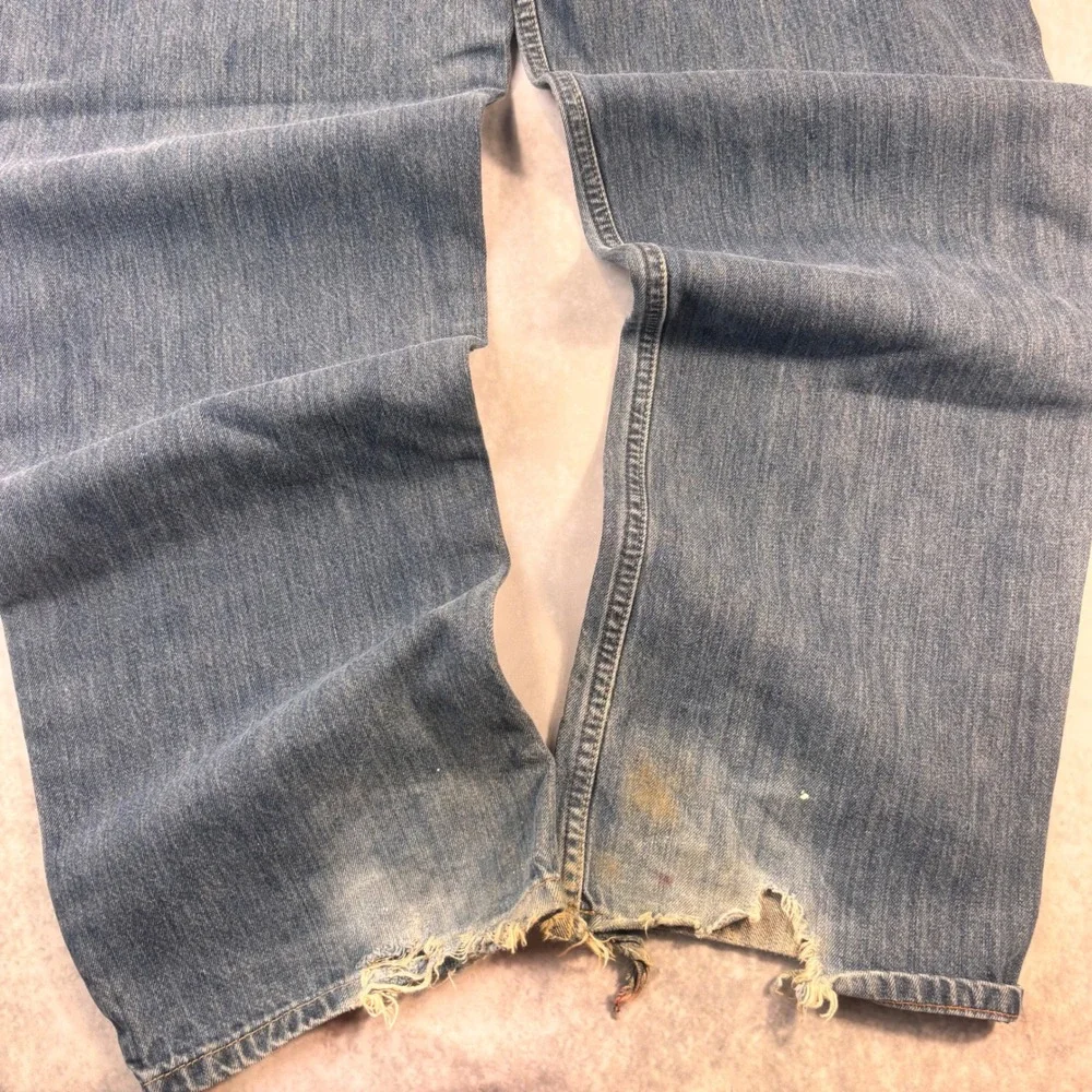 Vintage Y2K Old Navy Baggy Wide Leg Jeans 38x34 Distressed Skater Grunge Denim